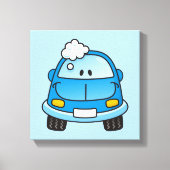 Blauwe auto met bellen canvas afdruk (Voorkant)
