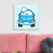 Blauwe auto met bellen canvas afdruk (Insitu (Woonkamer))