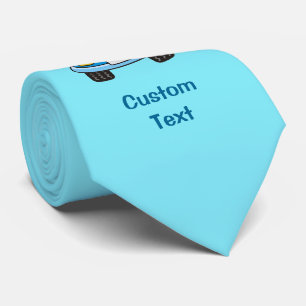 Blauwe auto met belletjes stropdas