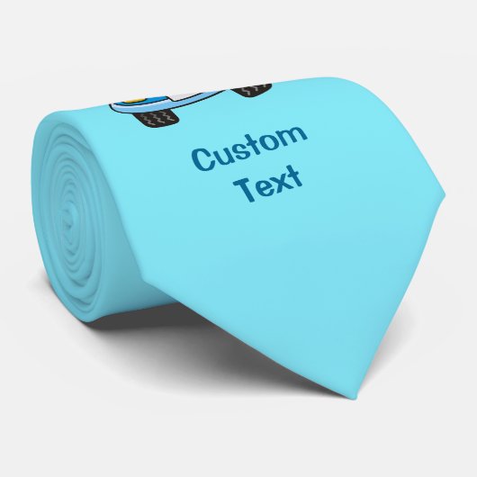 Blauwe auto met belletjes stropdas (Opgerold)