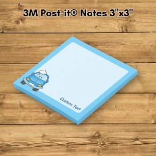 Blauwe auto met bubbels post-it® notes