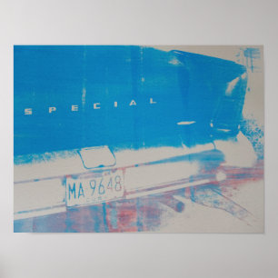 Blauwe auto poster