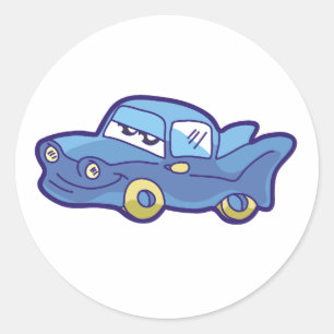 Blauwe auto ronde sticker