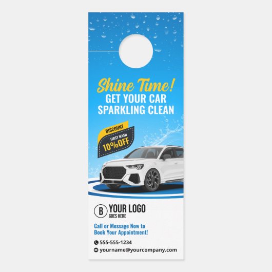 Blauwe Auto Wassen Auto Detailing Auto Reiniging W (Voorkant)