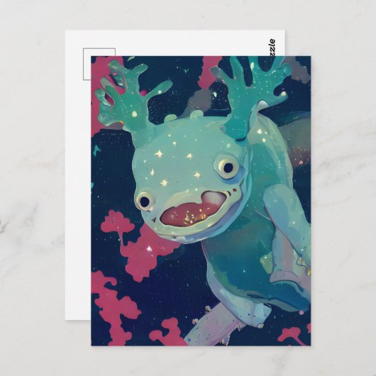 Blauwe Axolotl in de ruimte Briefkaart (Voorkant / Achterkant)