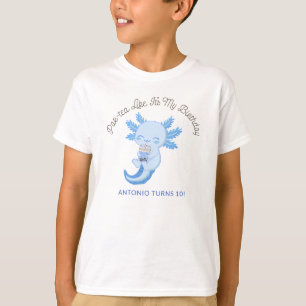Blauwe Axolotl Jongens Verjaardagsfeestje Boba The T-shirt