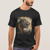 Blauwe Aziatische Draak Maan Berg Wolken Japans An T-shirt (Voorkant)