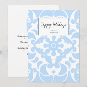 Blauwe Azulejos Portugees Spaans Mediterraan Feestdagenkaart