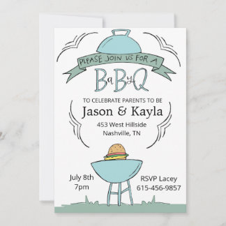 blauwe Baby BBQ uitnodiging