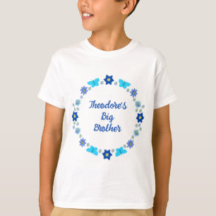 Blauwe Baby Boy Vlinders en Bloemen Big Brother T-shirt