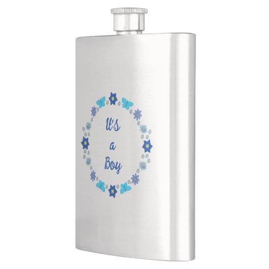 Blauwe Baby Boy Vlinders en Bloemen Custom Flacon (Links)