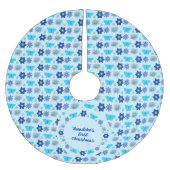 Blauwe Baby Boy Vlinders en Bloemen Custom Kerstboom Rok (Voorkant)