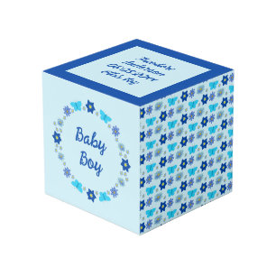 Blauwe Baby Boy Vlinders en Bloemen Custom Kubus