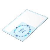 Blauwe Baby Boy Vlinders en Bloemen Custom Notitieblok (Schuin)