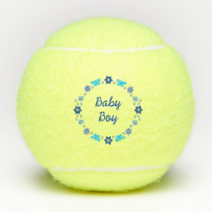 Blauwe Baby Boy Vlinders en Bloemen Custom Tennisballen