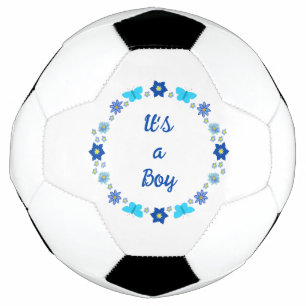 Blauwe Baby Boy Vlinders en Bloemen Custom Voetbal