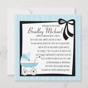 Blauwe Baby Buggy Aankondiging