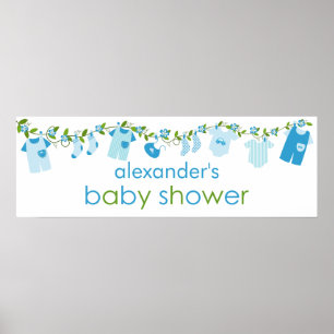 Blauwe Baby doek Baby shower banner Poster