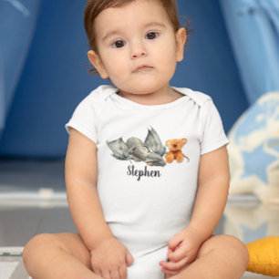 Blauwe Baby Dragon met Teddy Bear Romper