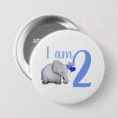Blauwe Baby Elephant - Aangepaste naam & leeftijd  Ronde Button 7,6 Cm (Voorkant /achterkant)
