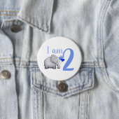Blauwe Baby Elephant - Aangepaste naam & leeftijd  Ronde Button 7,6 Cm (In situ)