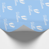 Blauwe baby feet inpakpapier met aangepaste jongen (Hoek)