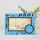  blauwe baby fotoaankondigingskaarten aankondiging (Staand voorkant)