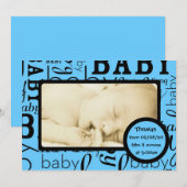  blauwe baby fotoaankondigingskaarten aankondiging (Voorkant / Achterkant)