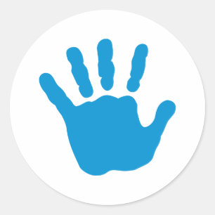 Blauwe baby-hand ronde sticker