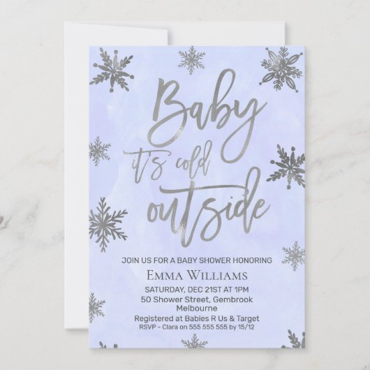 Blauwe baby het is koud buiten de Uitnodiging van  (Voorkant)