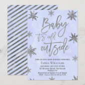 Blauwe baby het is koud buiten de Uitnodiging van  (Voorkant / Achterkant)