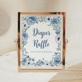 Blauwe Baby in Bloom Baby shower Luier Raffle Poster