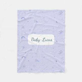 Blauwe Baby Jongen Doodle Regenboog Sterren Patroo Fleece Deken