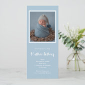 Blauwe Baby Jongen Foto Geboorte Aankondiging (Staand voorkant)