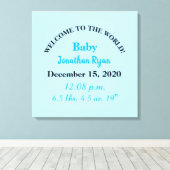 Blauwe Baby Jongen Geboorte Stats Canvas Afdruk (Insitu (Houten vloer))