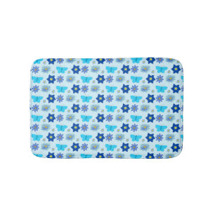 Blauwe Baby Jongen Vlinders en Bloemen met patrone Badmat