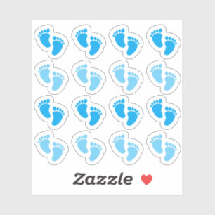 Blauwe Baby Jongen Voetafdruk Pasgeboren Aankondig Sticker
