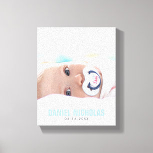 Blauwe Baby naam foto Canvas Afdruk