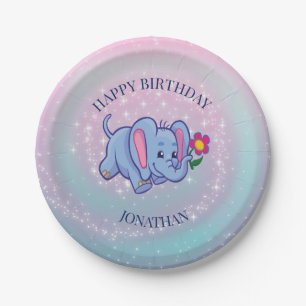 Blauwe Baby olifant Papieren Bordje