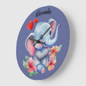 Blauwe Baby olifant wandklok Grote Klok (Hoek)