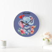 Blauwe Baby olifant wandklok Grote Klok (Huis)