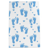 Blauwe baby poten patroon middelgrote cadeautas (Voorkant)