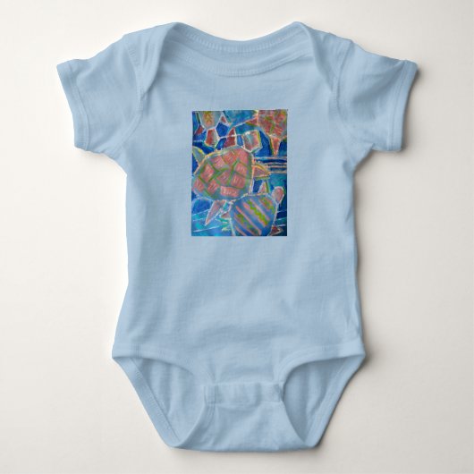 Blauwe baby romper (Voorkant)