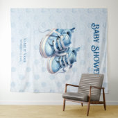 Blauwe Baby Schoenen Achtergrond Wandkleed (In Situ (horizontaal))