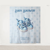 Blauwe Baby Schoenen Achtergrond Wandkleed (Voorkant)