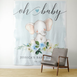 Blauwe Baby shower banner foto achtergrond Wandkleed