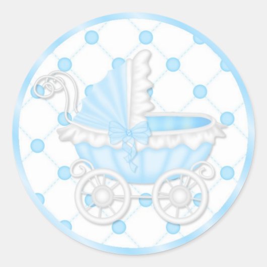 Blauwe baby shower Cupcake Toppers Stickers (Voorkant)