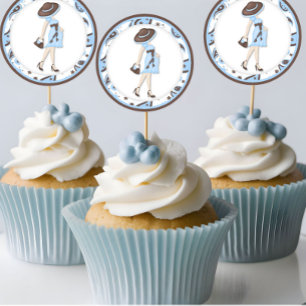 Blauwe baby shower Cupcake Toppers Stickers
