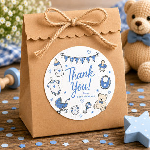 Blauwe Baby Shower Dank Je Sticker