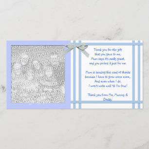 Blauwe baby shower dankkaart van baby jongen bedankkaart